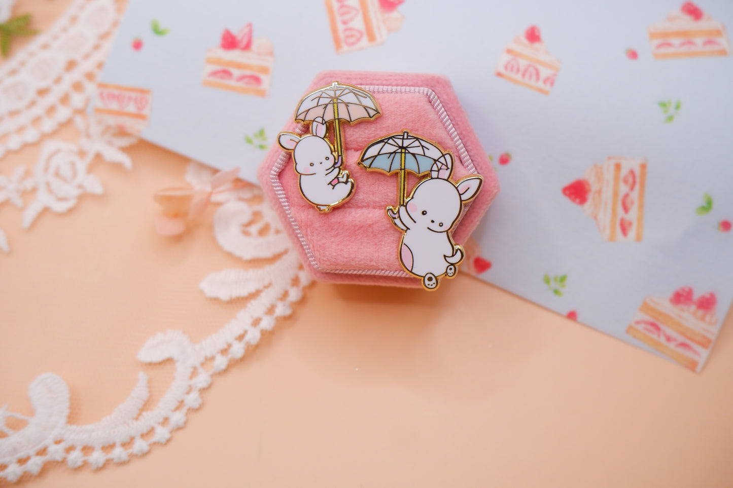Rain Bunny Enamel Pin