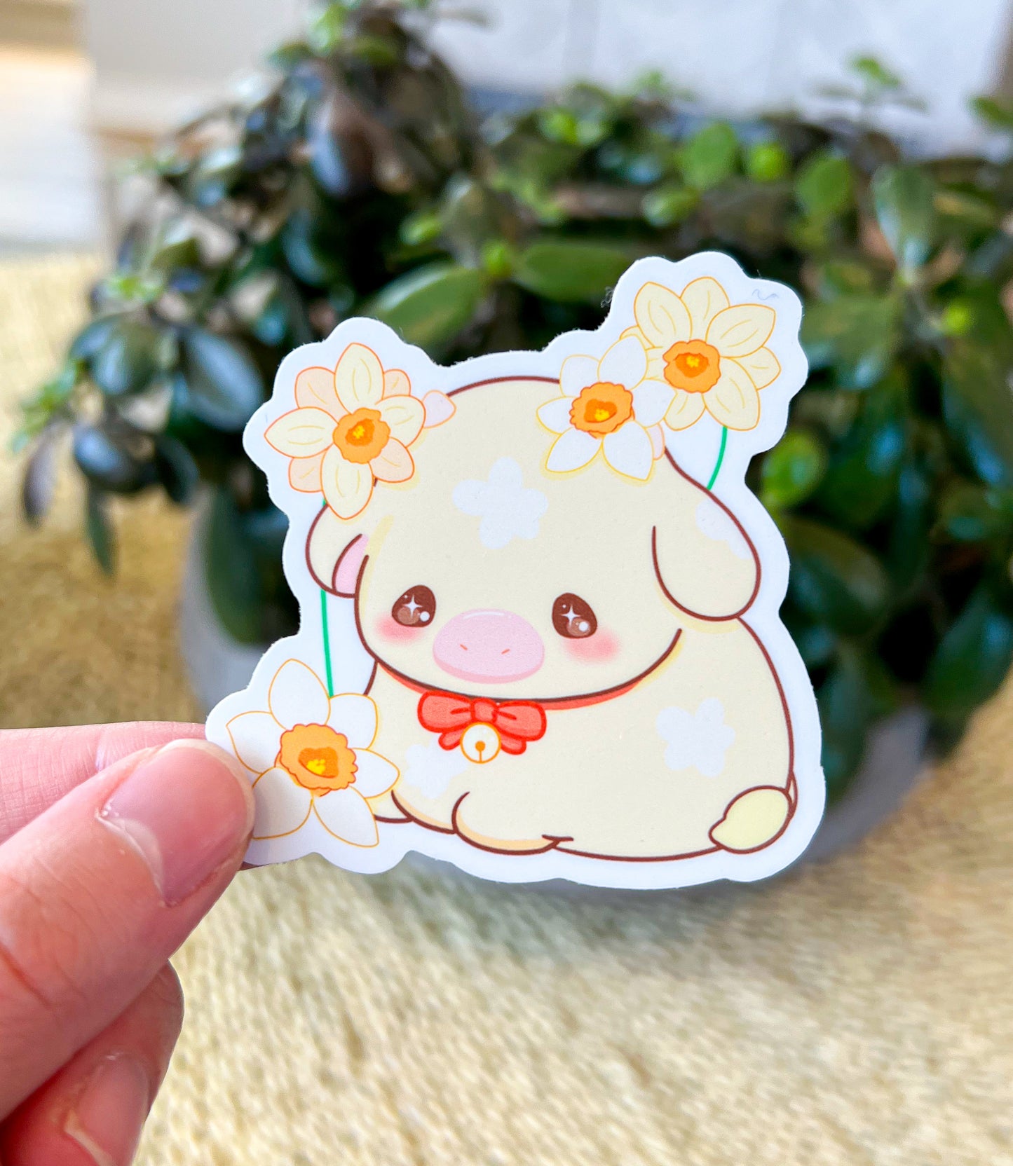 Birth Month Flower Cow Vinyl Stickers