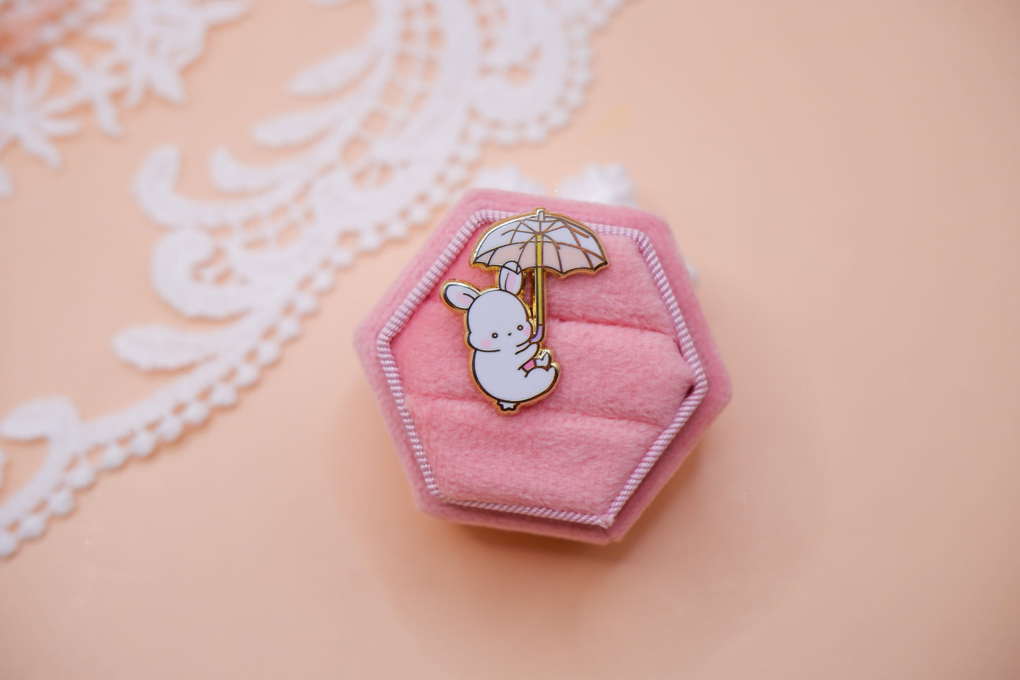 Rain Bunny Enamel Pin