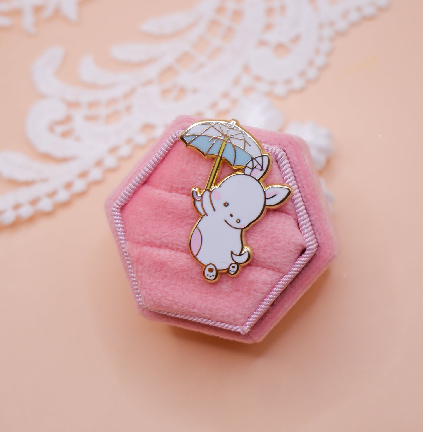 Rain Bunny Enamel Pin