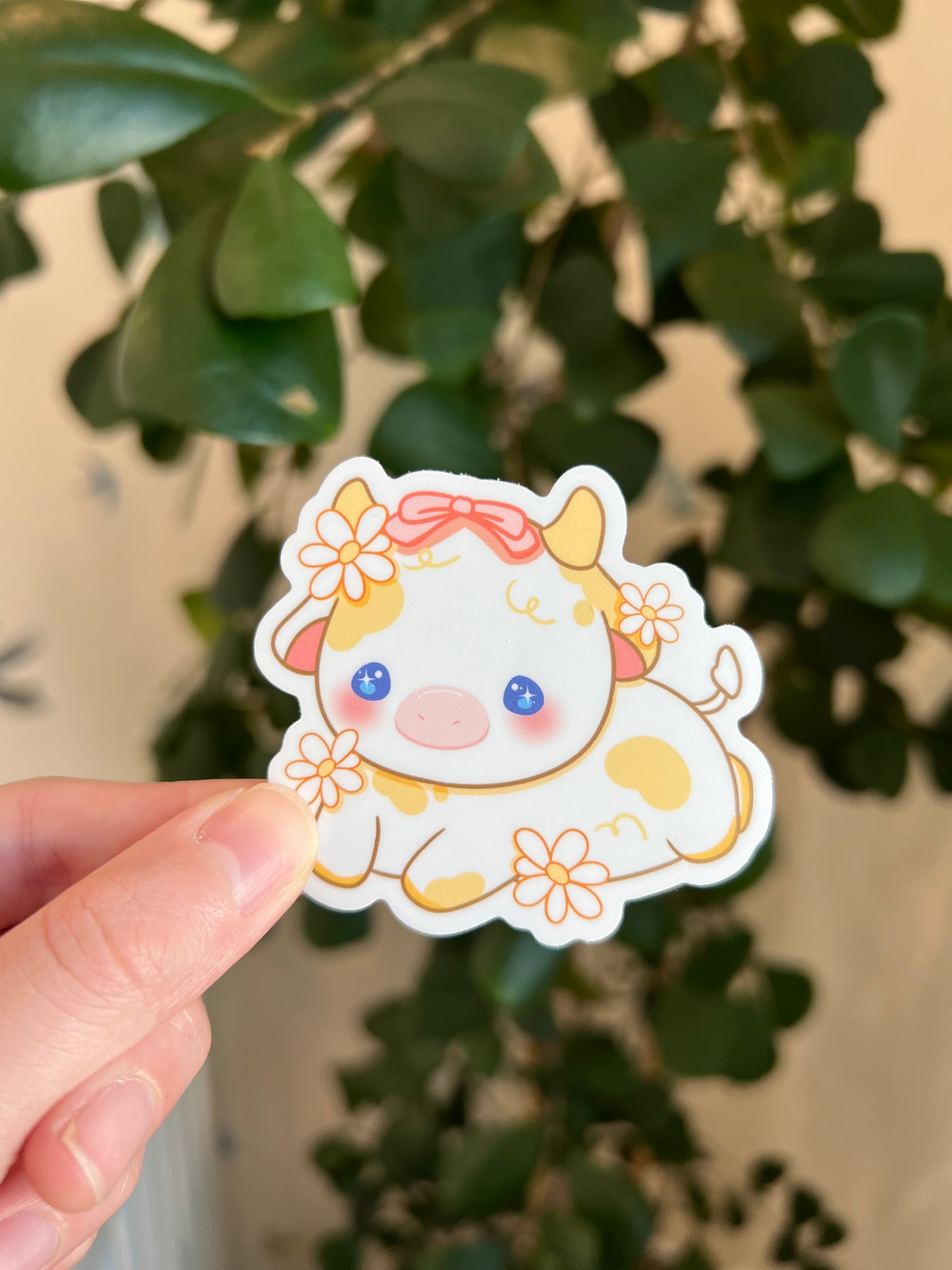 Birth Month Flower Cow Vinyl Stickers