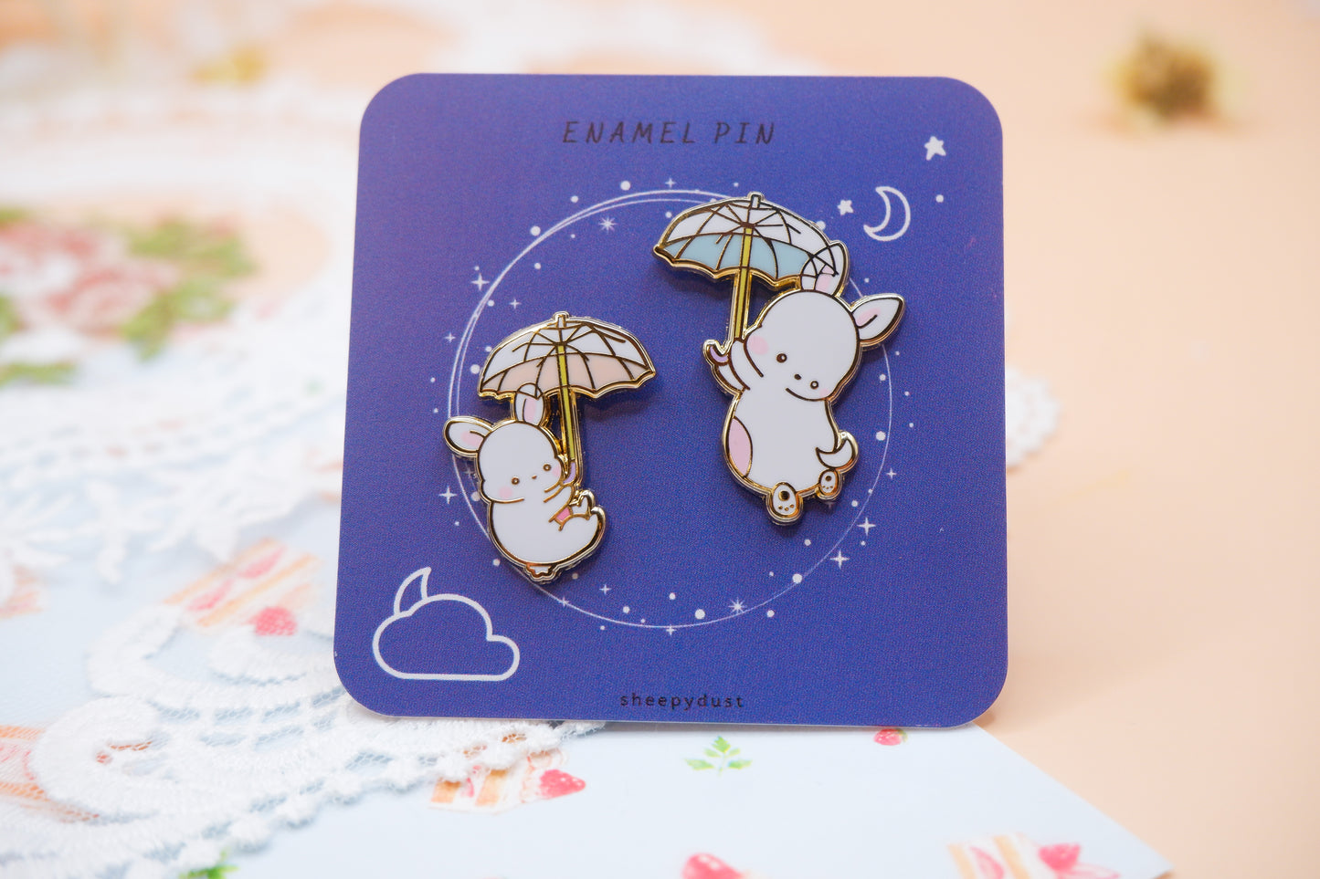 Rain Bunny Enamel Pin