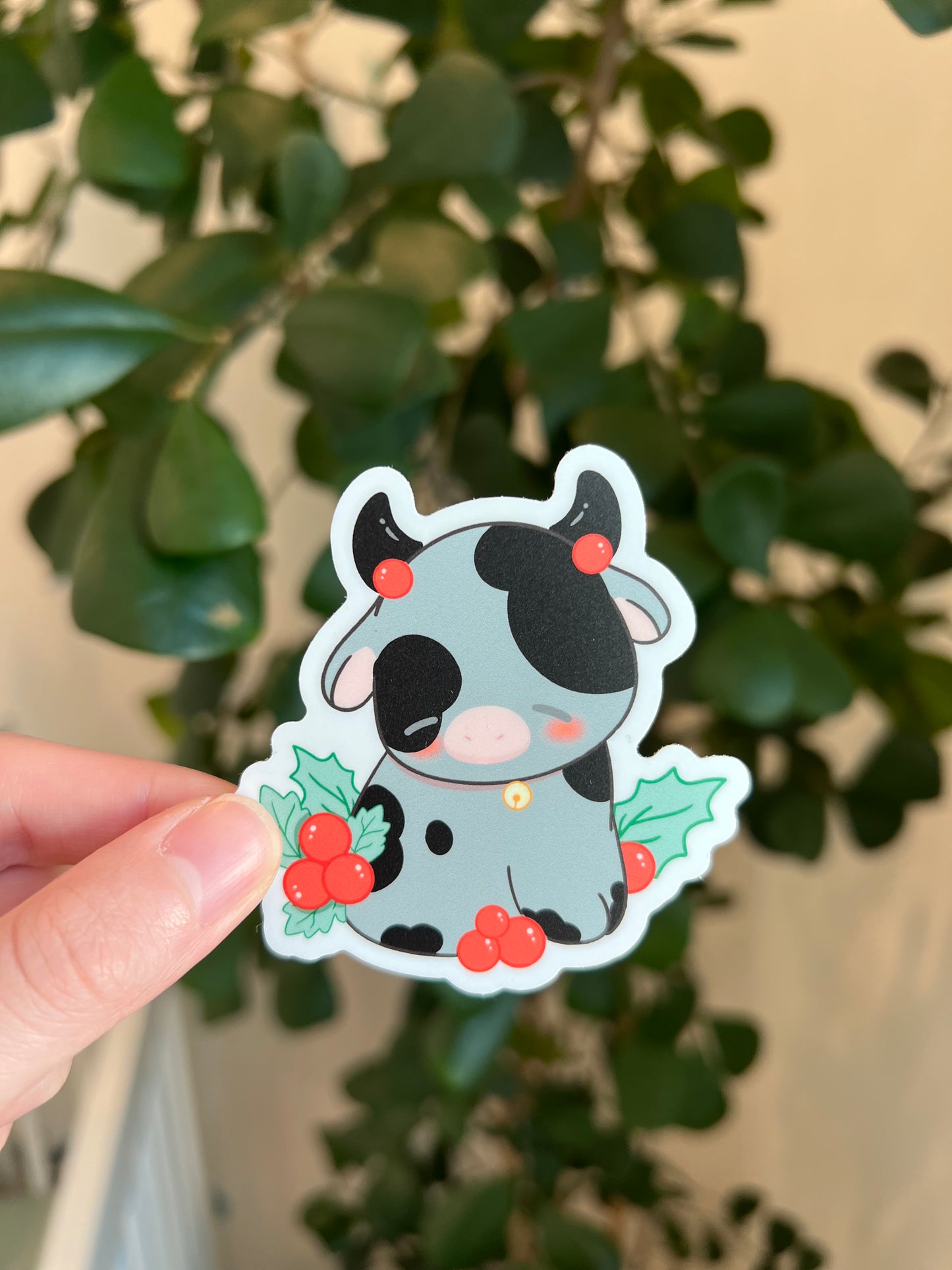 Birth Month Flower Cow Vinyl Stickers