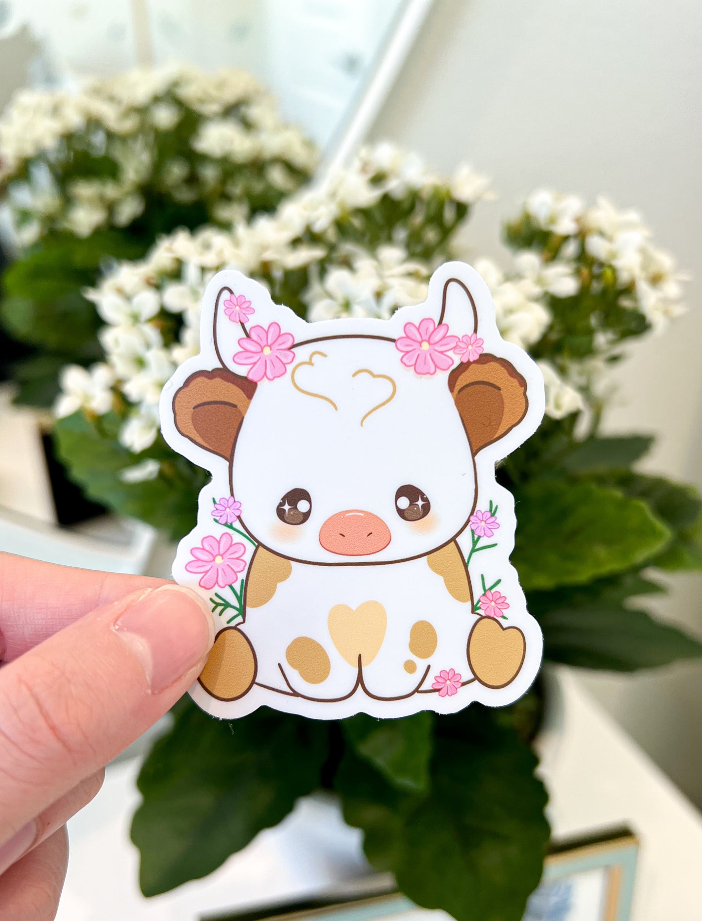 Birth Month Flower Cow Vinyl Stickers