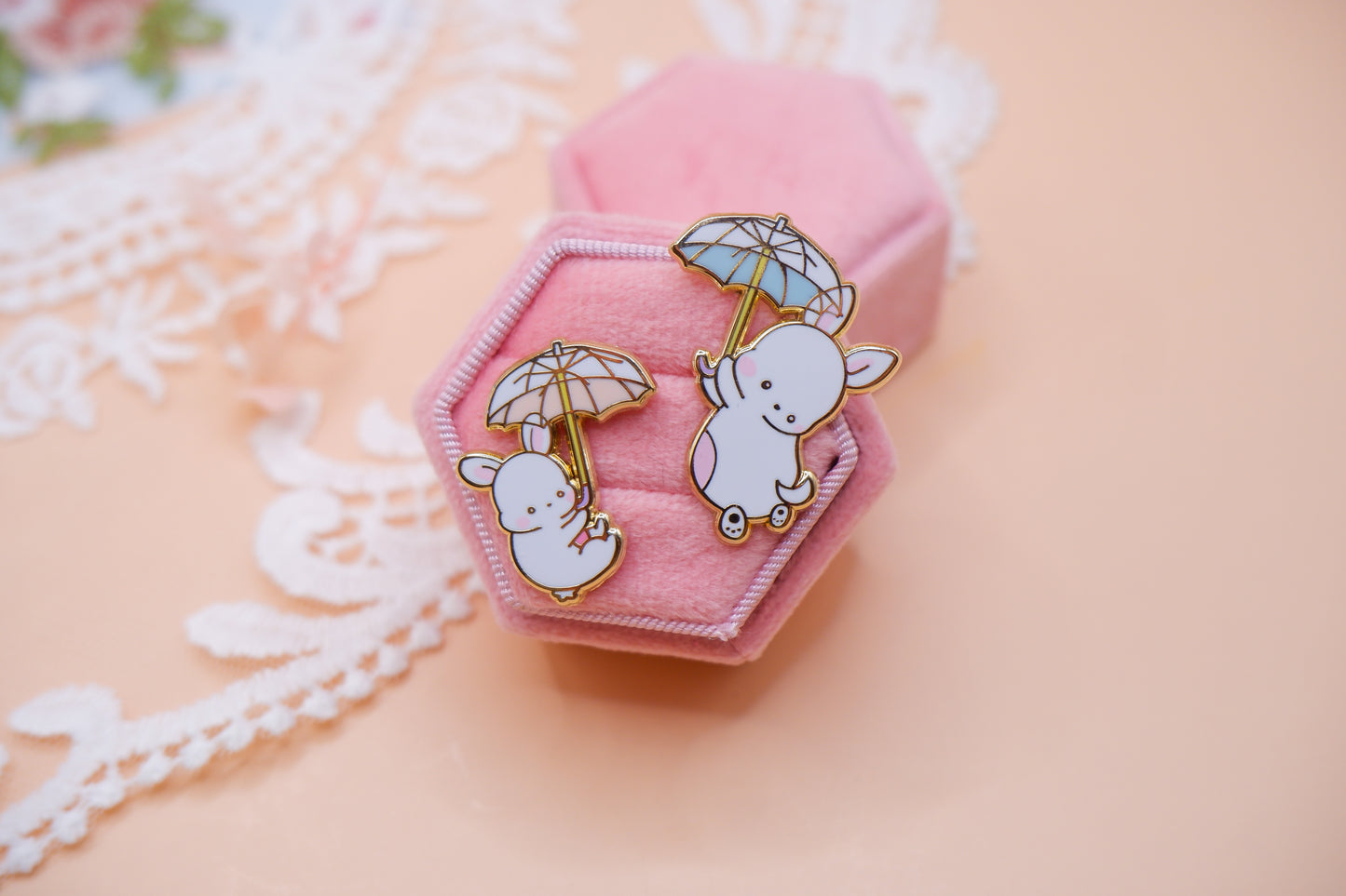 Rain Bunny Enamel Pin
