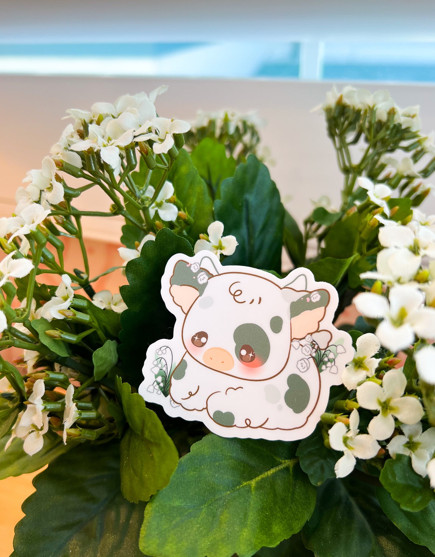 Birth Month Flower Cow Vinyl Stickers
