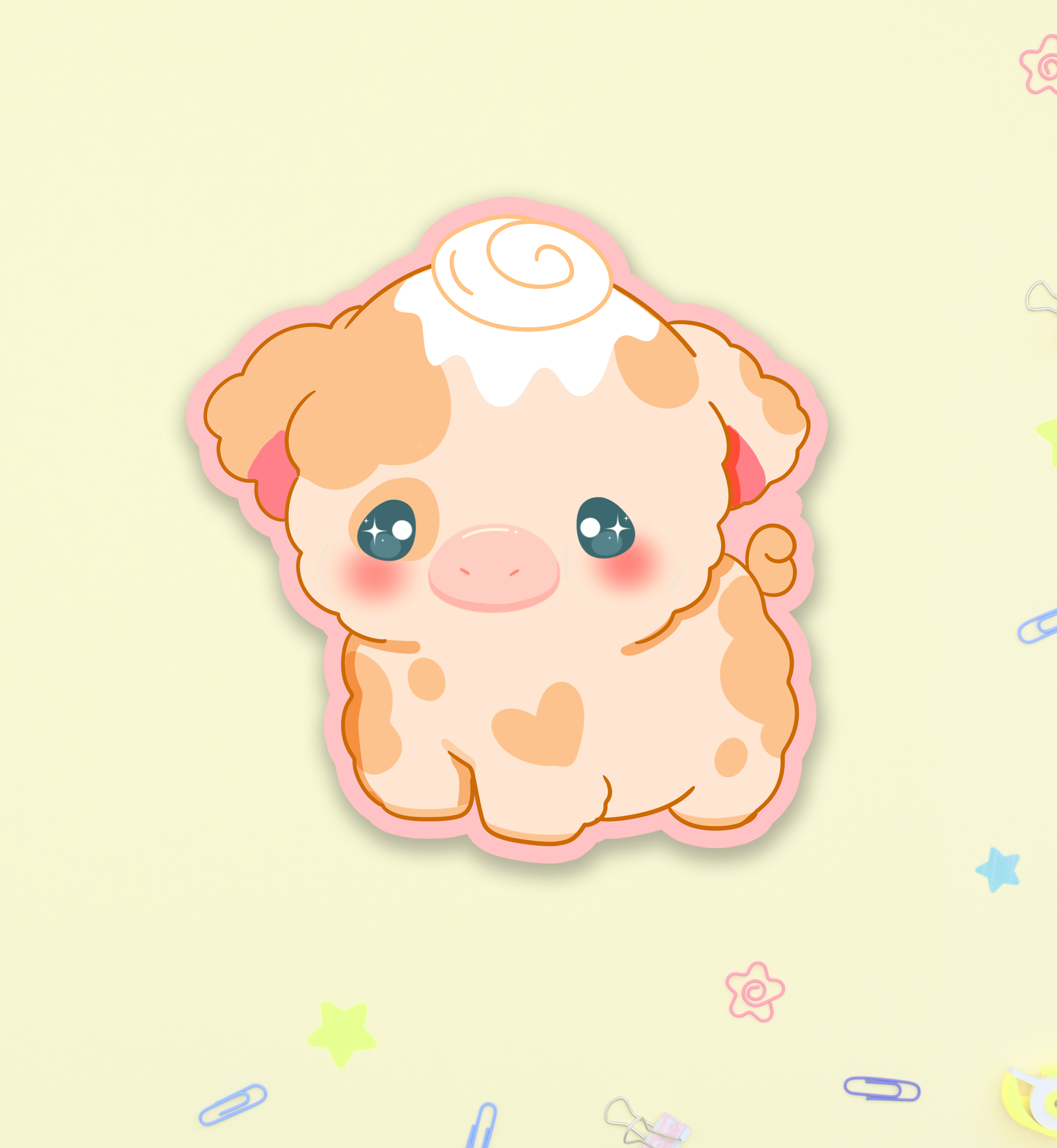 Cinnamon Roll Cow Vinyl Sticker