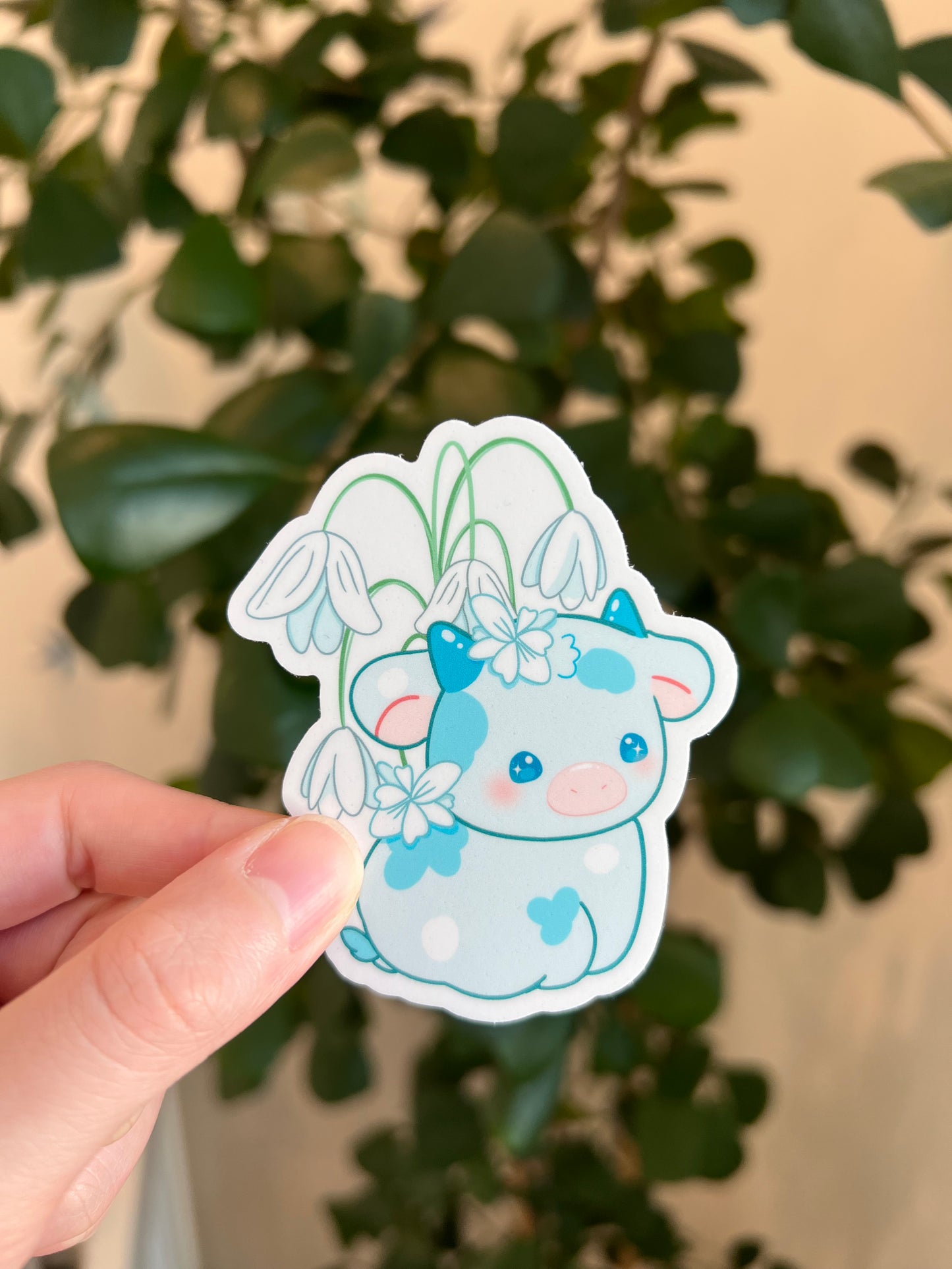 Birth Month Flower Cow Vinyl Stickers