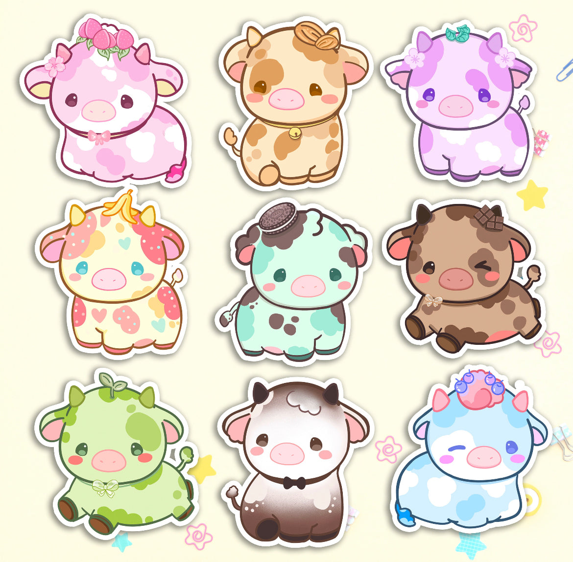 Ice Cream Cow Vinyl Stickers
