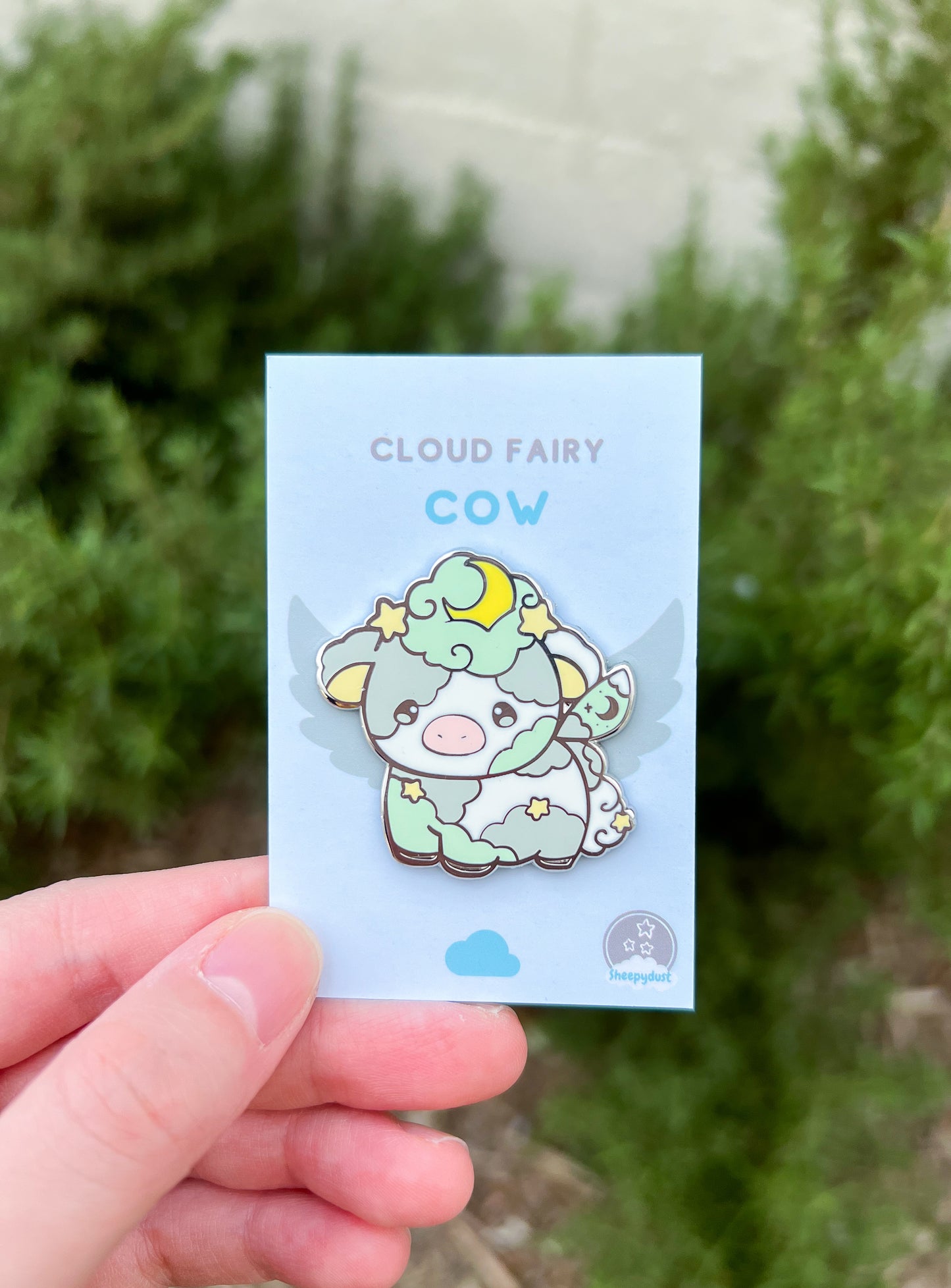 Cloud Fairy Cow Enamel Pin