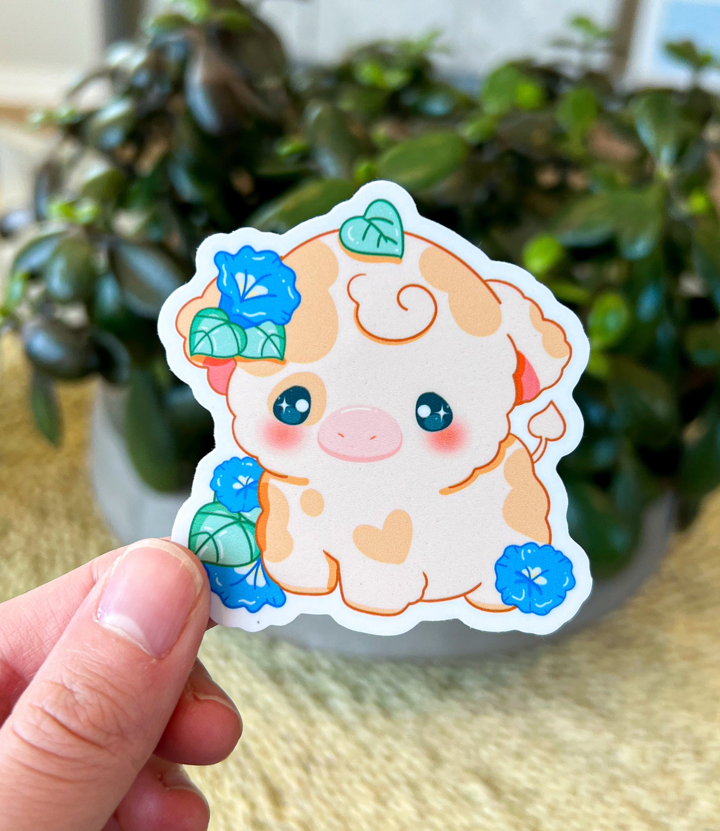 Birth Month Flower Cow Vinyl Stickers