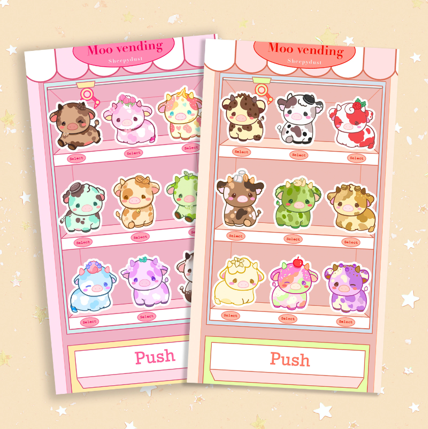 Moo Vending Machine Sticker Sheet