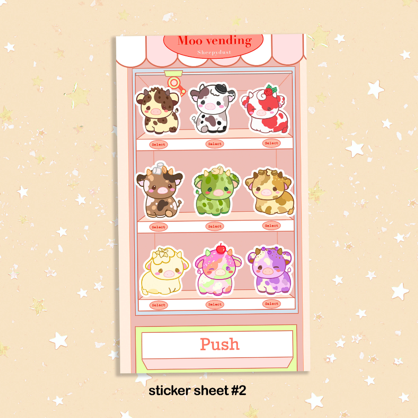 Moo Vending Machine Sticker Sheet