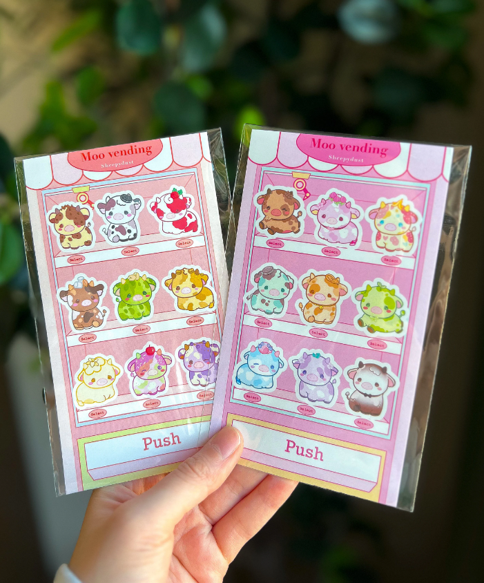 Moo Vending Machine Sticker Sheet
