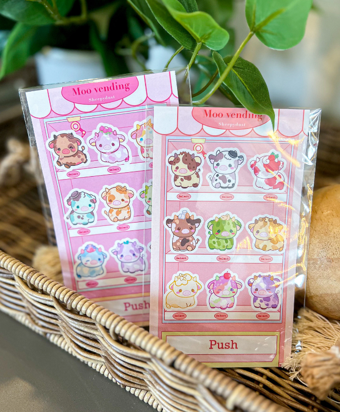 Moo Vending Machine Sticker Sheet