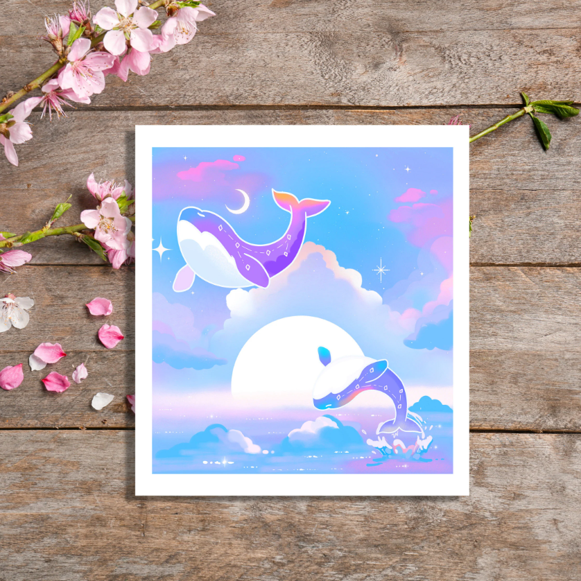 Starry Whale Sky Mini Art Print