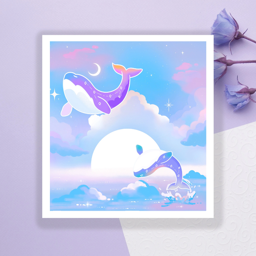 Starry Whale Sky Mini Art Print