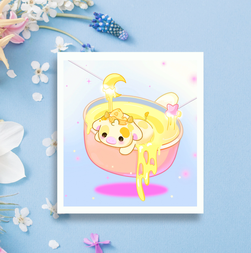 Cheese Fondue Cow Mini Art Print