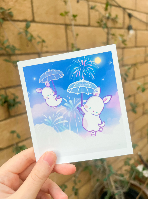 Firework Sky Bunny Mini Art Print