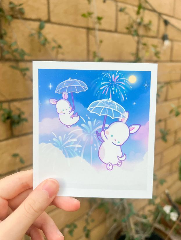 Firework Sky Bunny Mini Art Print
