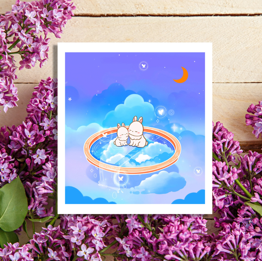 Sky Bunnies Mini Art Print