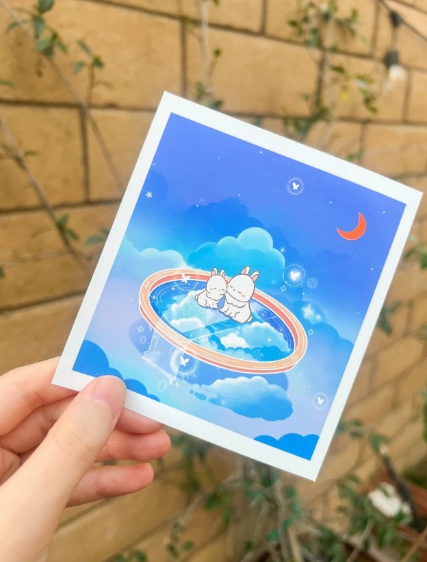 Sky Bunnies Mini Art Print