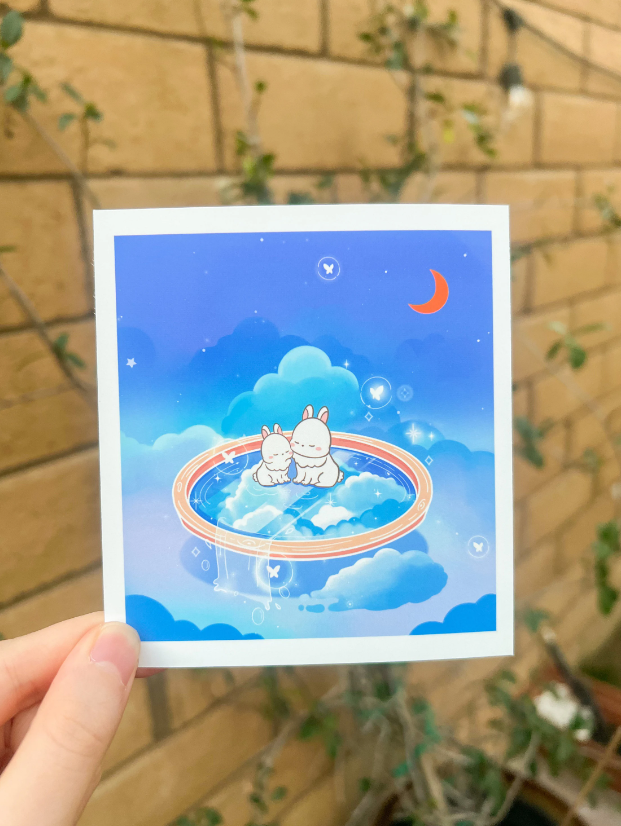 Sky Bunnies Mini Art Print