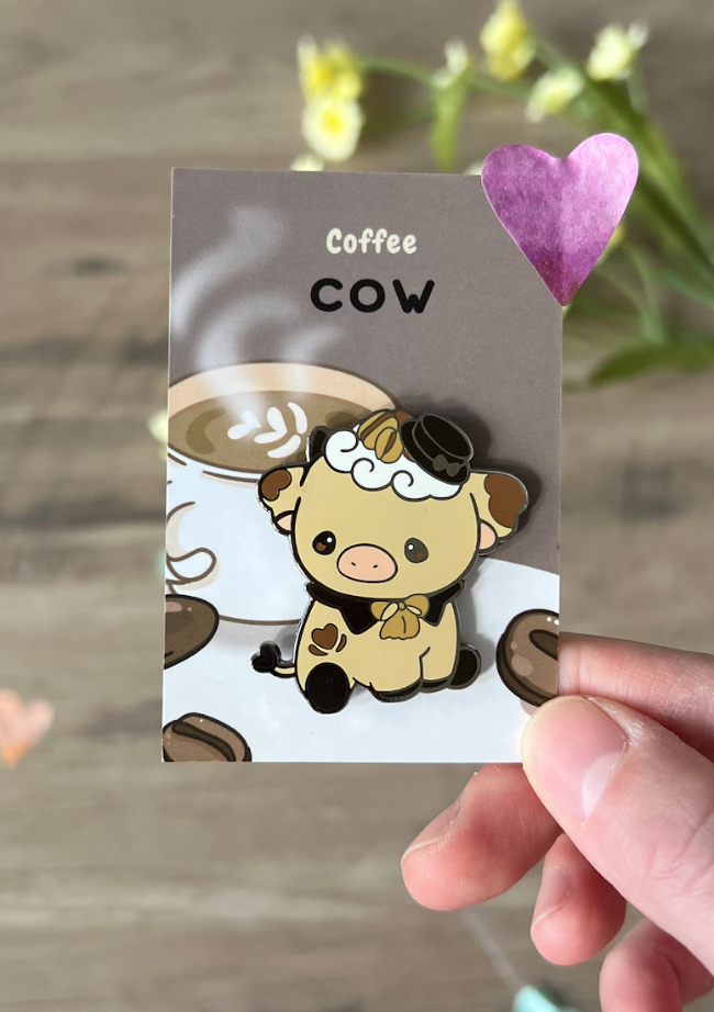 Donut & Coffee Cow Enamel Pin