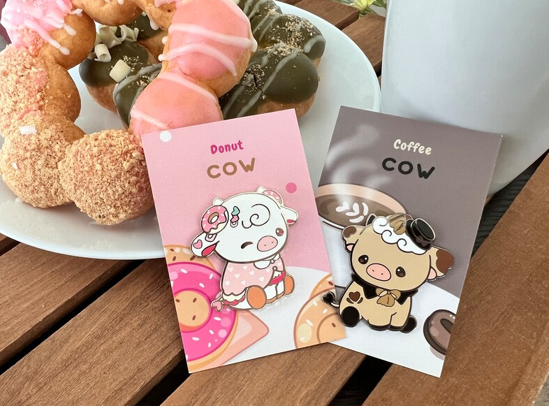 Donut & Coffee Cow Enamel Pin
