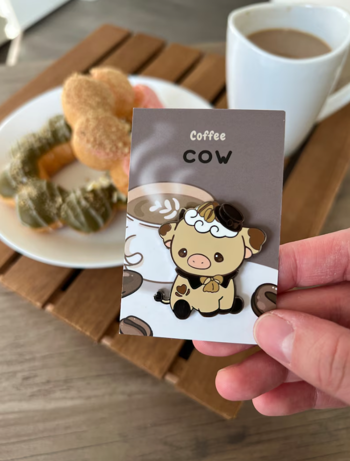 Donut & Coffee Cow Enamel Pin
