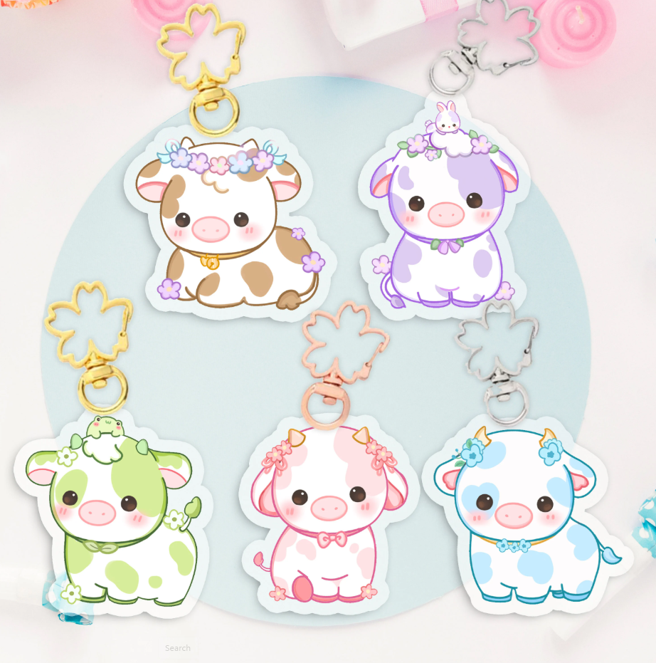 Flower Cows Keychain