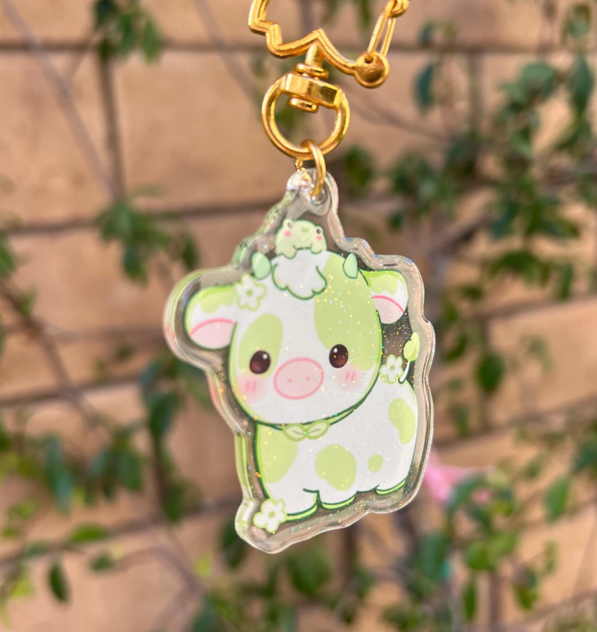 Flower Cows Keychain