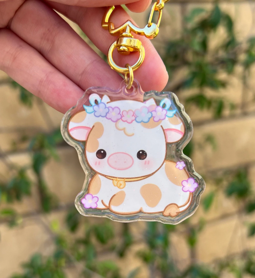Flower Cows Keychain
