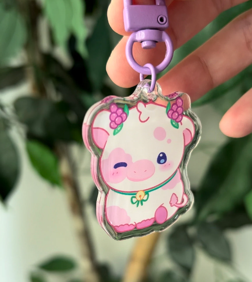 Fruit Cow Acrylic Keychain