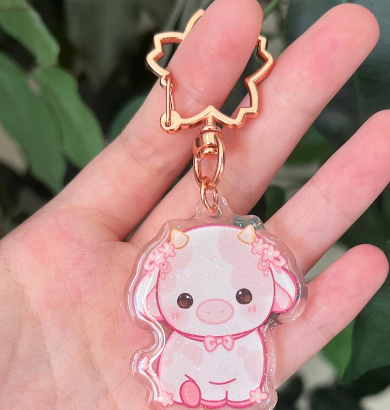 Flower Cows Keychain