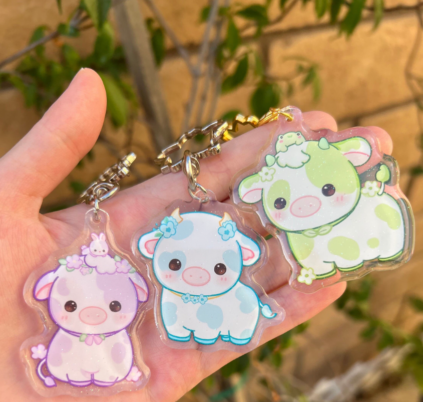 Flower Cows Keychain