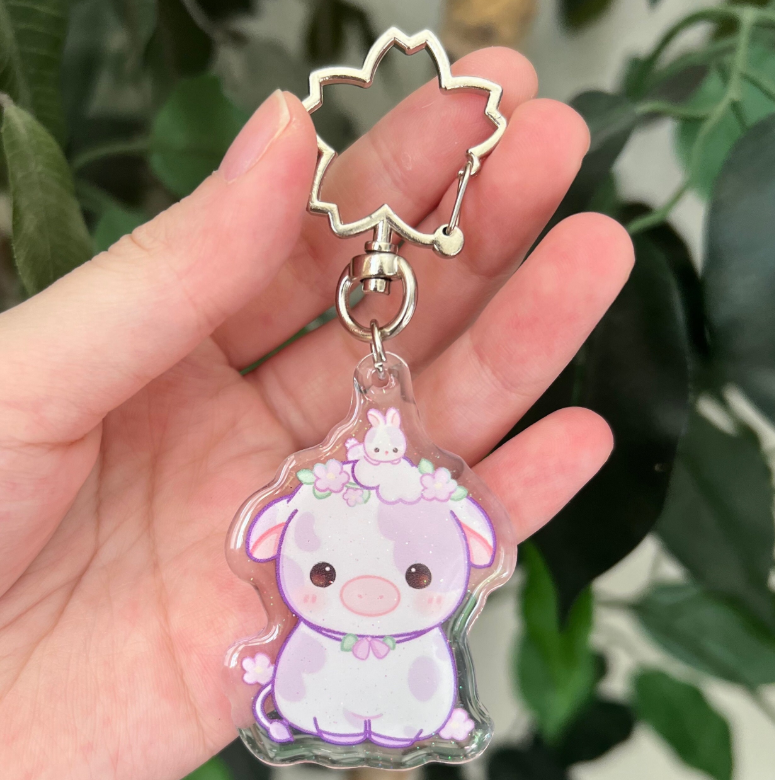 Flower Cows Keychain