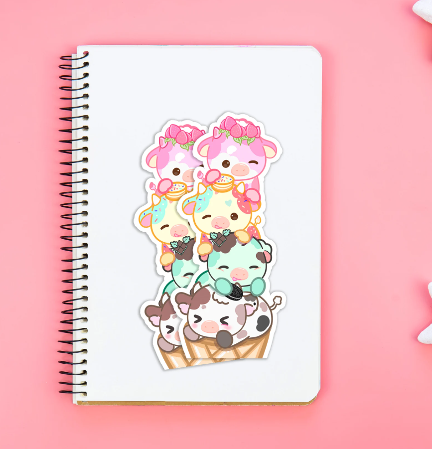 Ice Cream Cows Stack Sticker