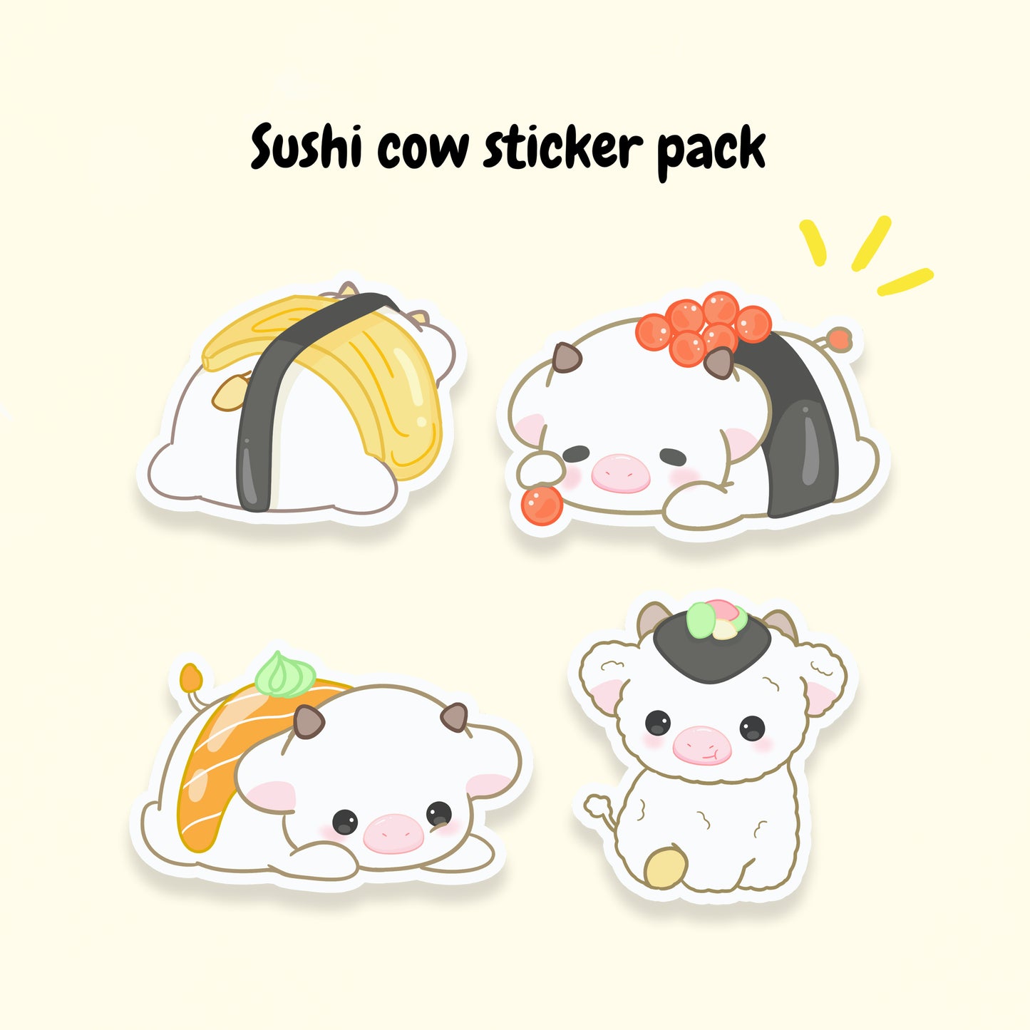 Sushi cow Sticker Set
