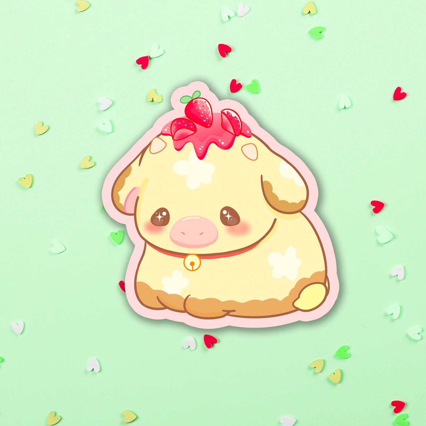 Strawberry Cheesecake Cow Sticker
