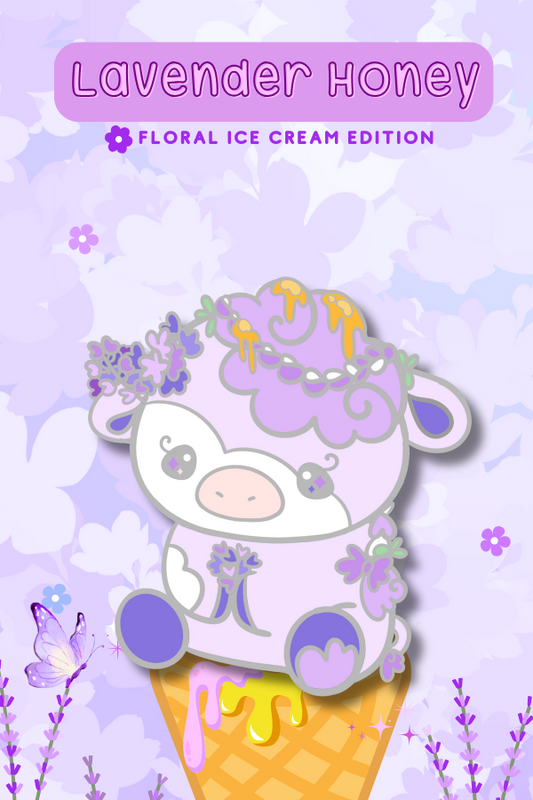 Lavender Honey Ice Cream Cow Enamel Pin