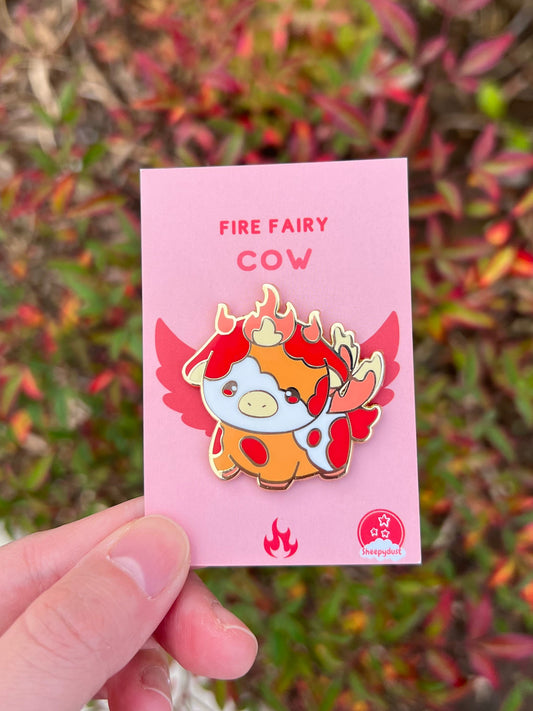 Fire Fairy Cow Enamel Pin