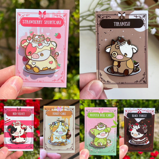 Dessert Cow Enamel Pin Set