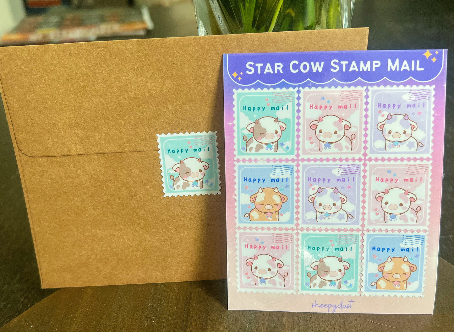 Star Cow Stamp Mail Sticker Sheet