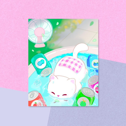 Cooling Off Cat Mini Art Print