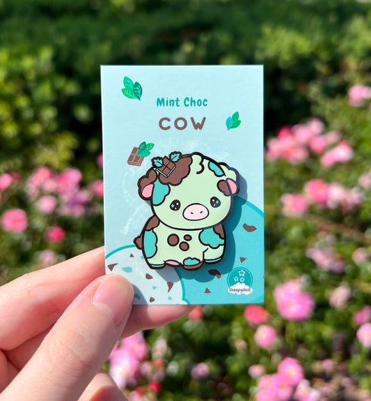Mint Chocolate Ice Cream Cow Enamel Pin