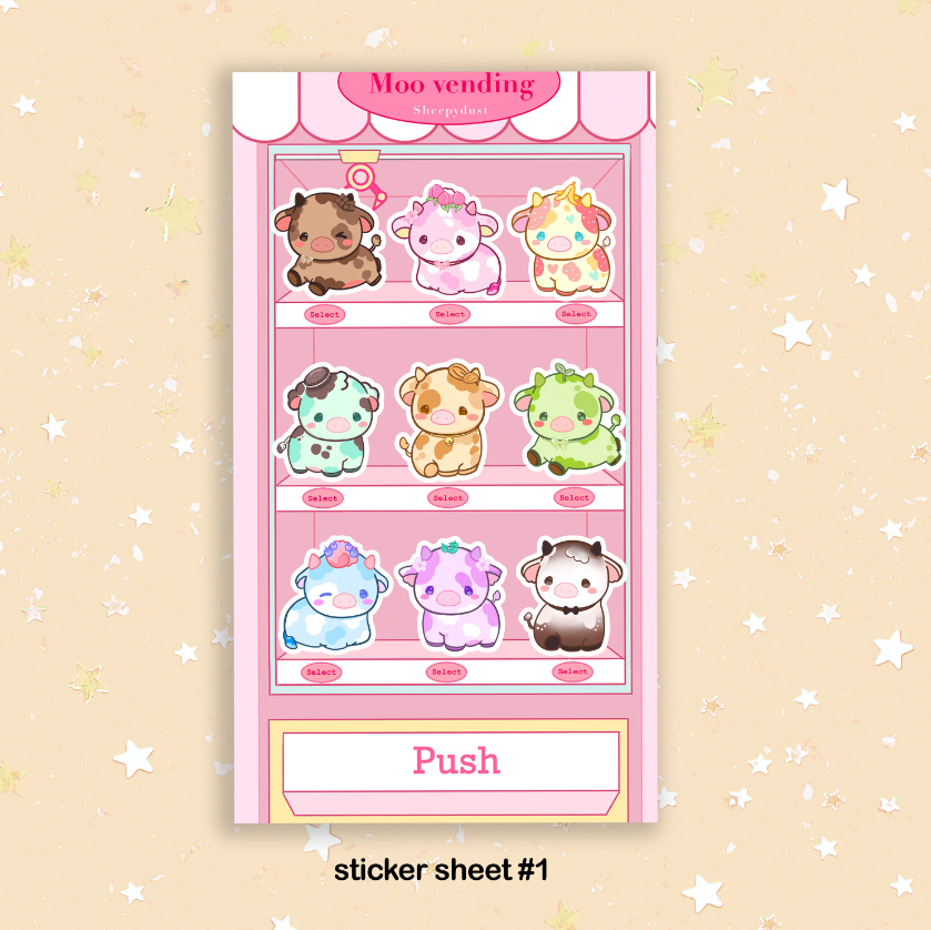 Moo Vending Machine Sticker Sheet