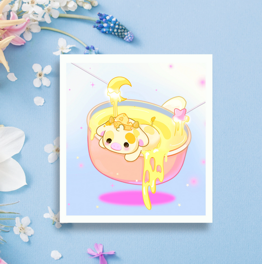 Cheese Fondue Cow Mini Art Print