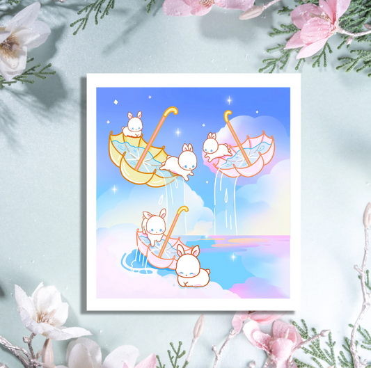 Sky Sea Bunnies Mini Art Print
