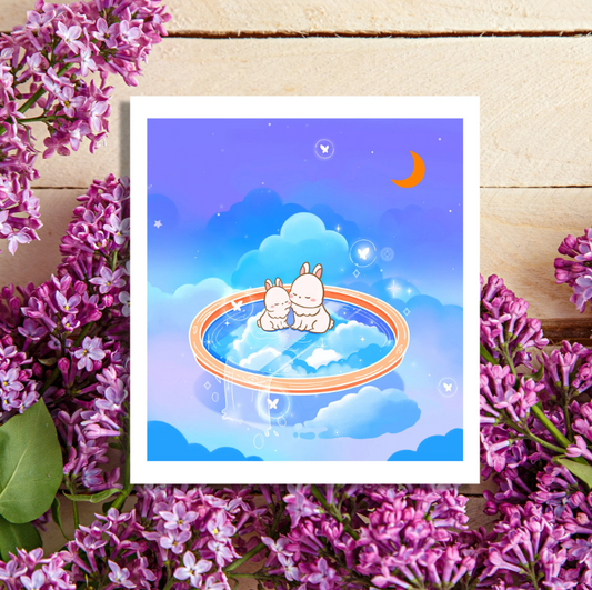 Sky Bunnies Mini Art Print